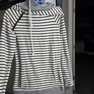 Striped Hoodie with Drawstring